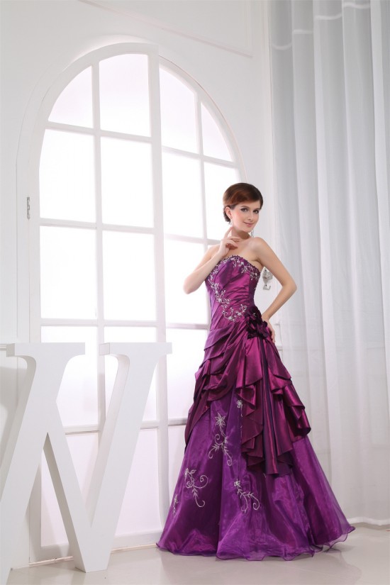 Floor-Length A-Line Taffeta Ice Yarn Strapless Prom/Formal Evening Dresses 02020176 Floor-Length A-Line Taffeta Ice Yarn Strapless Prom/Formal Evening Dresses 02020176