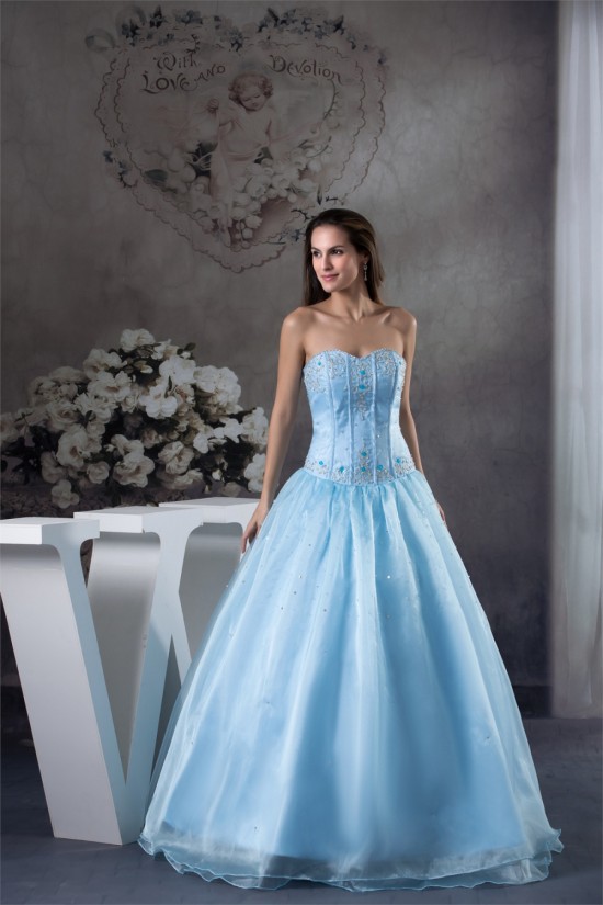 Ball Gown Floor-Length Beading Sweetheart Blue Prom/Formal Evening Dresses 02020179