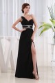 Floor-Length Beading One-Shoulder Long Black Chiffon Prom/Formal Evening Dresses 02020180