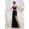 Floor-Length Beading One-Shoulder Long Black Chiffon Prom/Formal Evening Dresses 02020180