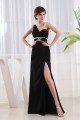 Floor-Length Beading One-Shoulder Long Black Chiffon Prom/Formal Evening Dresses 02020180