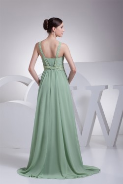 A-Line Floor-Length Chiffon Beaded Long Prom Evening Formal Bridesmaid Dresses 02020186