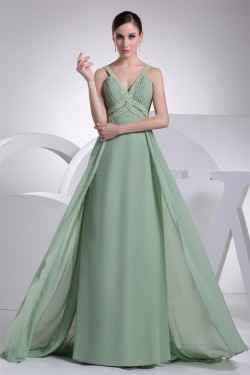 A-Line Floor-Length Chiffon Beaded Long Prom Evening Formal Bridesmaid Dresses 02020186