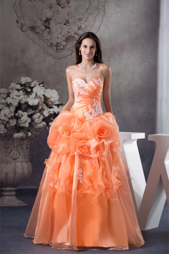 Ball Gown Floor-Length Handmade Flowers Sweetheart Prom/Formal Evening Dresses 02020187