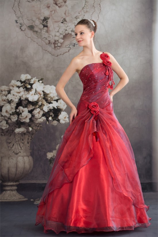 Ball Gown Floor-Length One-Shoulder Beading Prom/Formal Evening Dresses 02020189