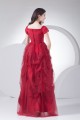 Floor-Length Satin Fine Netting Short Sleeve V-Neck Prom/Formal Evening Dresses 02020191