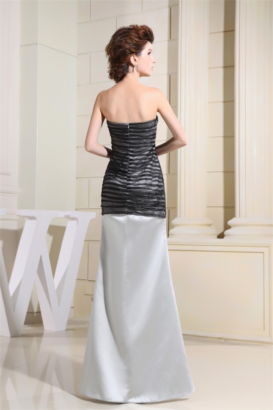 Floor-Length Satin Tulle Sleeveless Mermaid/Trumpet Black White Prom/Formal Evening Dresses 02020193 Floor-Length Satin Tulle Sleeveless Mermaid/Trumpet Black White Prom/Formal Evening Dresses 02020193