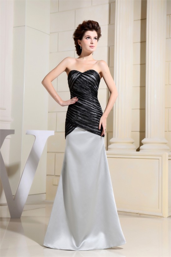 Floor-Length Satin Tulle Sleeveless Mermaid/Trumpet Black White Prom/Formal Evening Dresses 02020193 Floor-Length Satin Tulle Sleeveless Mermaid/Trumpet Black White Prom/Formal Evening Dresses 02020193