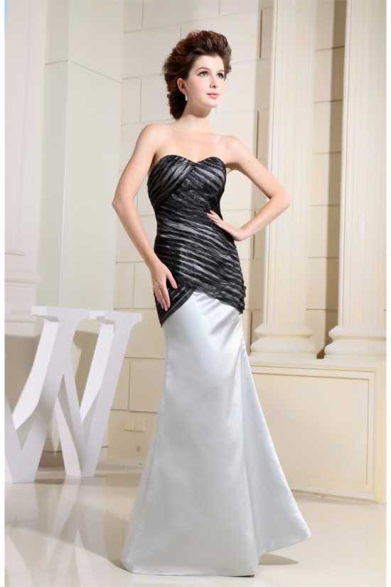 Floor-Length Satin Tulle Sleeveless Mermaid/Trumpet Black White Prom/Formal Evening Dresses 02020193 Floor-Length Satin Tulle Sleeveless Mermaid/Trumpet Black White Prom/Formal Evening Dresses 02020193