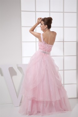 Floor-Length Sleeveless Ruffles Long Pink Prom/Formal Evening Dresses 02020196