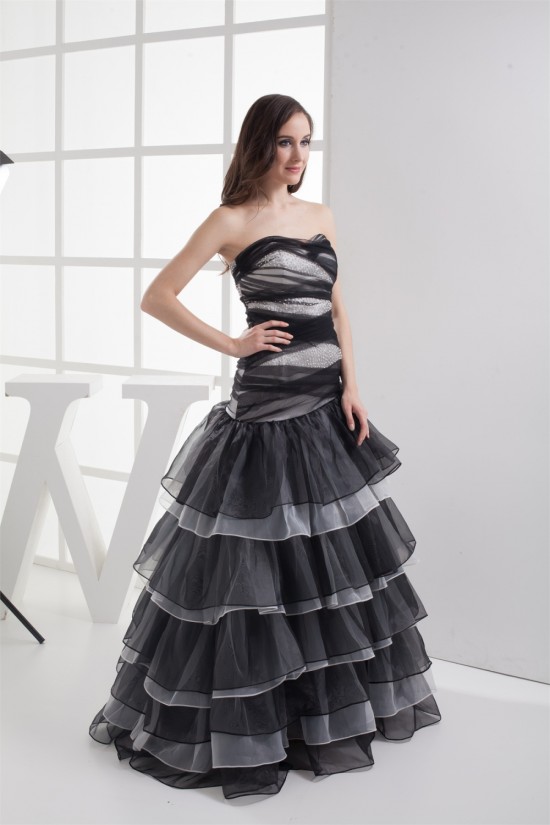 A-Line Strapess Sleeveless Beaded Long Prom/Formal Evening Dresses 02020200