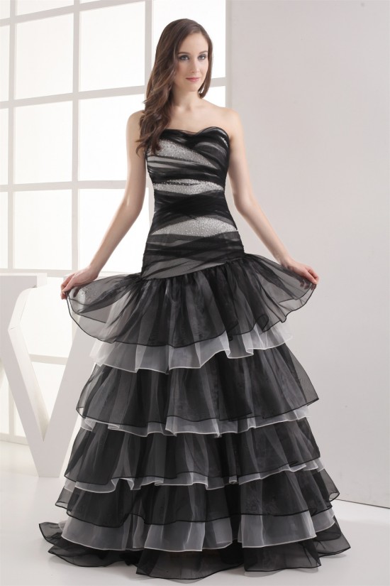 A-Line Strapess Sleeveless Beaded Long Prom/Formal Evening Dresses 02020200