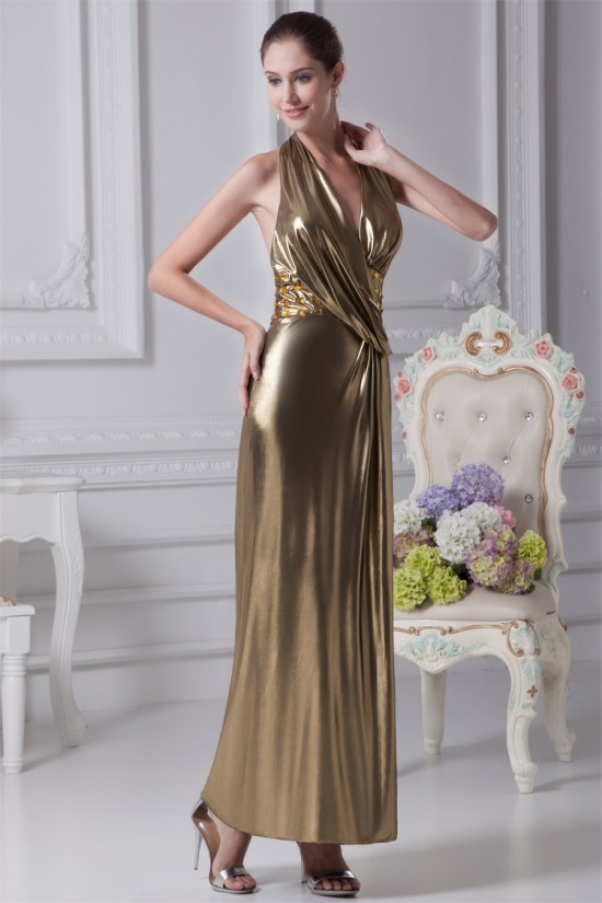 Halter Sleeveless Sheath/Column Ankle-Length Prom/Formal Evening Dresses 02020207