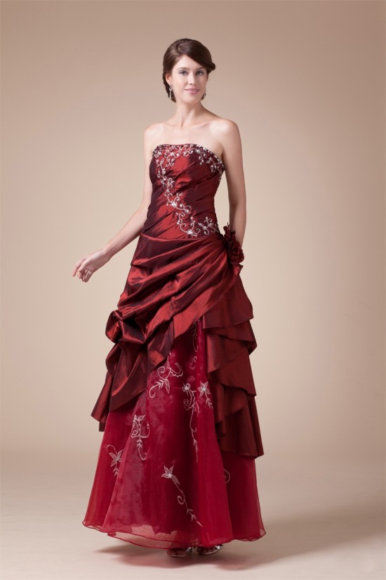 Handmade Flowers Square Taffeta Organza Prom/Formal Evening Dresses 02020208 Handmade Flowers Square Taffeta Organza Prom/Formal Evening Dresses 02020208