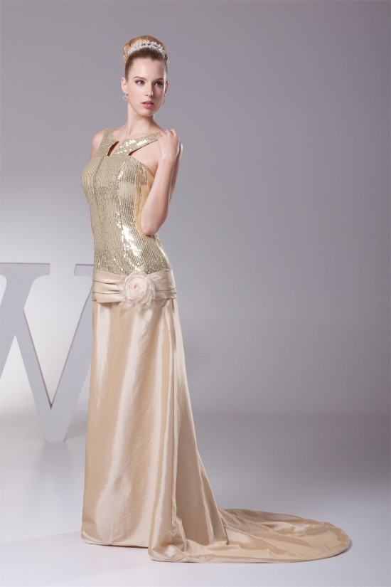 Handmade Flowers Taffeta Sequins Prom/Formal Evening Dresses 02020209 Handmade Flowers Taffeta Sequins Prom/Formal Evening Dresses 02020209
