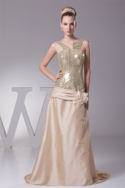 Handmade Flowers Taffeta Sequins Prom/Formal Evening Dresses 02020209