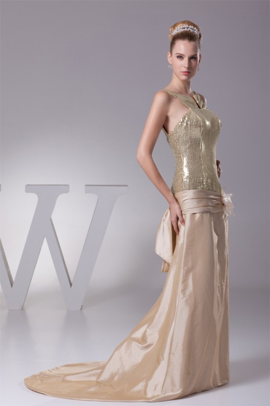 Handmade Flowers Taffeta Sequins Prom/Formal Evening Dresses 02020209 Handmade Flowers Taffeta Sequins Prom/Formal Evening Dresses 02020209