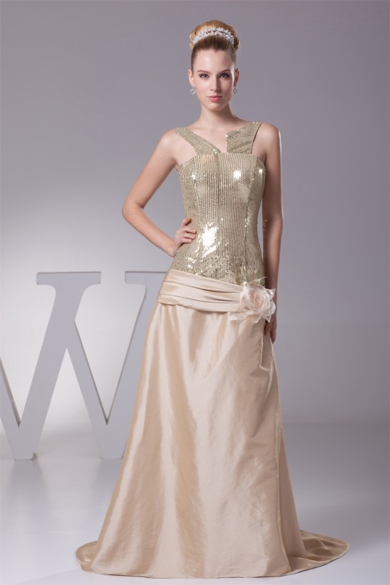 Handmade Flowers Taffeta Sequins Prom/Formal Evening Dresses 02020209 Handmade Flowers Taffeta Sequins Prom/Formal Evening Dresses 02020209