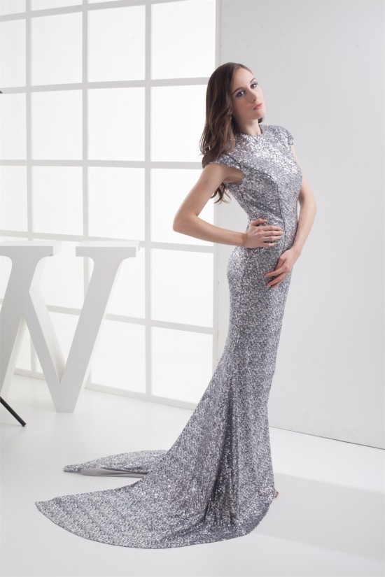 High-Neck Mermaid/Trumpet Sleeveless Brush Sweep Train Sequins Prom/Formal Evening Dresses 02020210 High-Neck Mermaid/Trumpet Sleeveless Brush Sweep Train Sequins Prom/Formal Evening Dresses 02020210