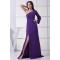 Long Sleeves Brush Sweep Train Ruched Chiffon Long Purple Prom/Formal Evening Dresses 02020215