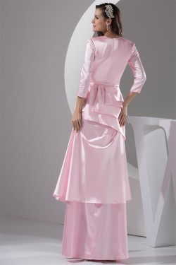 Long Sleeves Floor-Length A-Line Beading Long Pink Prom/Formal Evening Dresses 02020216