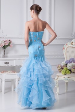 Mermaid/Trumpet Strapless Beading Sleeveless Long Blue Prom/Formal Evening Dresses 02020223