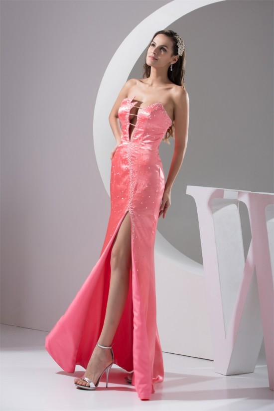 Mermaid/Trumpet V-Neck Floor-Length Beading Prom/Formal Evening Dresses 02020224
