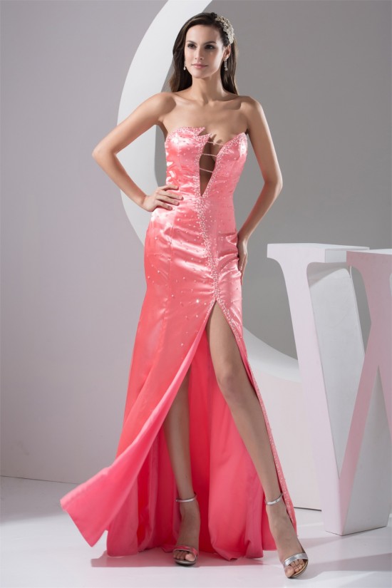 Mermaid/Trumpet V-Neck Floor-Length Beading Prom/Formal Evening Dresses 02020224