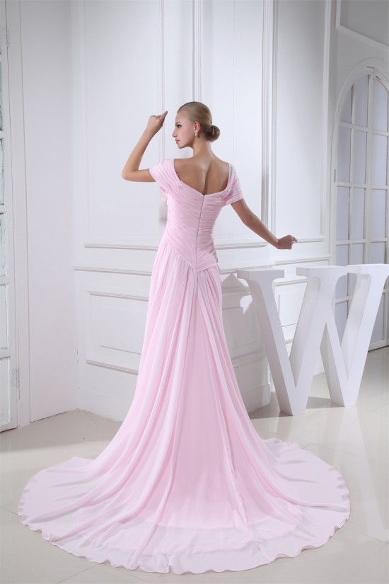 Off-the-Shoulder Sheath/Column Long Pink Chiffon Prom/Formal Evening Dresses 02020225 Off-the-Shoulder Sheath/Column Long Pink Chiffon Prom/Formal Evening Dresses 02020225