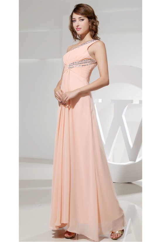 A-Line One-Shoulder Chiffon Long Prom/Formal Evening Dresses 02020228