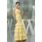Trumpet/Mermaid One-Shoulder Beading Chiffon Long Yellow Prom/Formal Evening Dresses 02020229