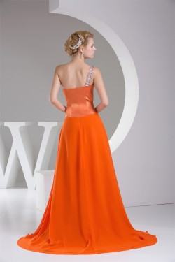 One-Shoulder Beading Puddle Train Sleeveless Prom/Formal Evening Dresses 02020232