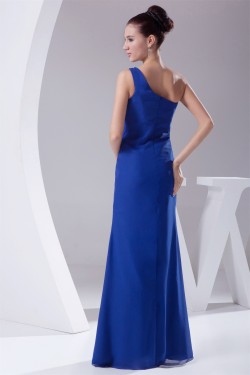 One-Shoulder Sheath/Column Chiffon Long Blue Prom/Formal Evening Dresses 02020234