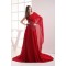 A-Line One-Shoulder Sleeveless Beading Long Red Prom/Formal Evening Dresses 02020236