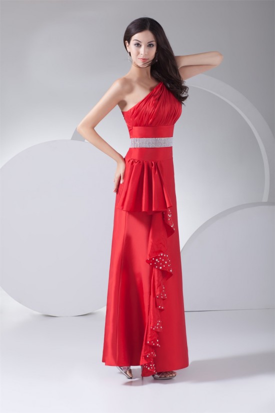 One-Shoulder Taffeta Floor-Length Sheath/Column Long Red Prom/Formal Evening Dresses 02020238 One-Shoulder Taffeta Floor-Length Sheath/Column Long Red Prom/Formal Evening Dresses 02020238