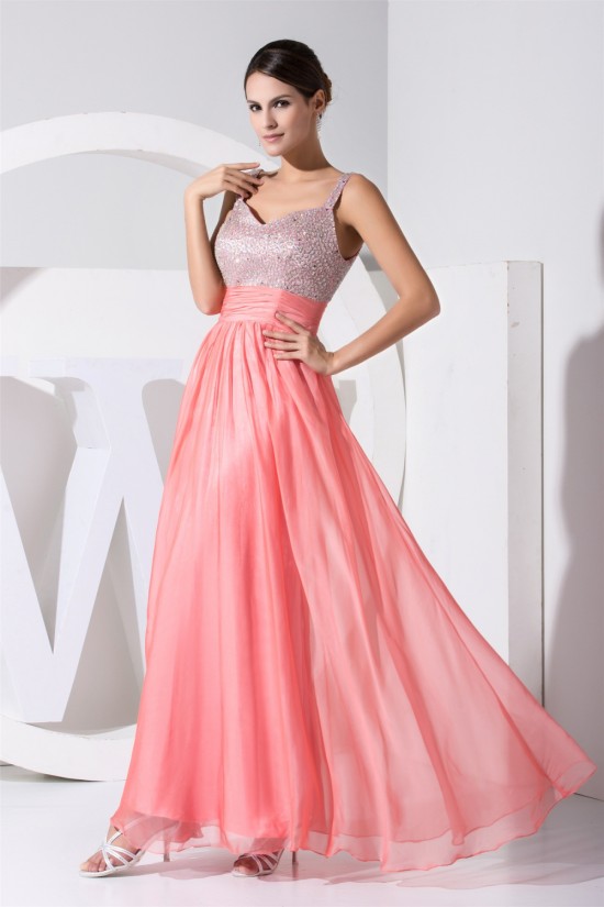 A-Line Straps Sleeveless Beaded Long Pink Prom/Formal Evening Dresses 02020241 A-Line Straps Sleeveless Beaded Long Pink Prom/Formal Evening Dresses 02020241
