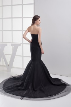 Trumpet/Mermaid Sweetheart Pleats Long Black Prom/Formal Evening Dresses 02020243