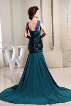 Puddle Train Ruffles Chiffon Silk like Satin Prom/Formal Evening Dresses 02020246