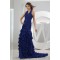 Puddle Train Sleeveless A-Line Chiffon Long Blue Prom/Formal Evening Dresses 02020248