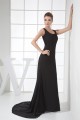 A-Line Sleeveless Strapless Long Black Chiffon and Lace Prom/Formal Evening Dresses 02020249