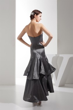 Ruched Taffeta Silk like Satin Netting Ankle-Length Prom/Formal Evening Dresses 02020252