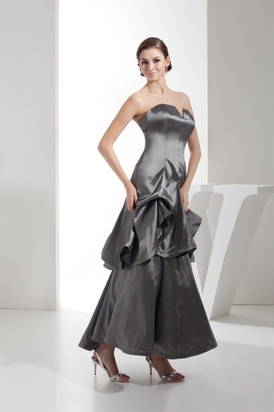 Ruched Taffeta Silk like Satin Netting Ankle-Length Prom/Formal Evening Dresses 02020252 Ruched Taffeta Silk like Satin Netting Ankle-Length Prom/Formal Evening Dresses 02020252