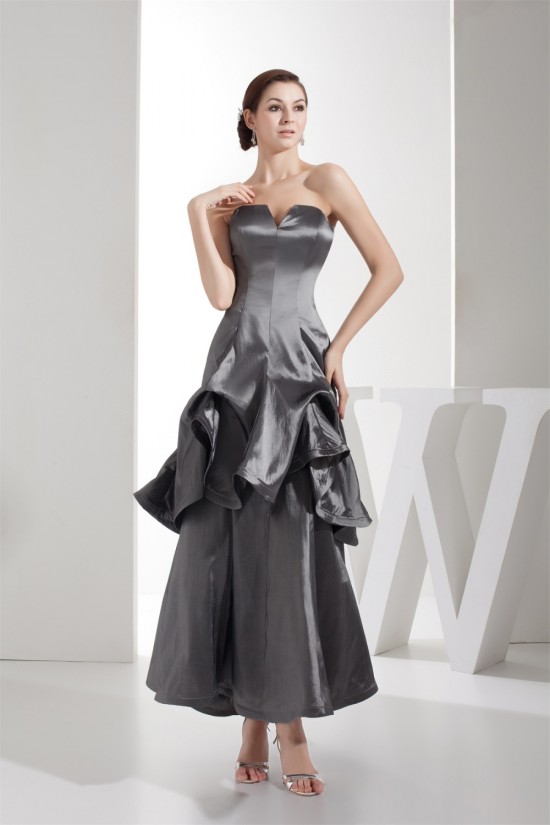 Ruched Taffeta Silk like Satin Netting Ankle-Length Prom/Formal Evening Dresses 02020252 Ruched Taffeta Silk like Satin Netting Ankle-Length Prom/Formal Evening Dresses 02020252