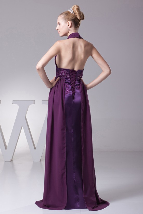 A-Line Ruffles Sleeveless Halter Chiffon Silk like Satin Prom/Formal Evening Dresses 02020253 A-Line Ruffles Sleeveless Halter Chiffon Silk like Satin Prom/Formal Evening Dresses 02020253