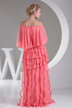Ruffles Chiffon Portrait 3/4 Length Prom/Formal Evening Dresses 02020258