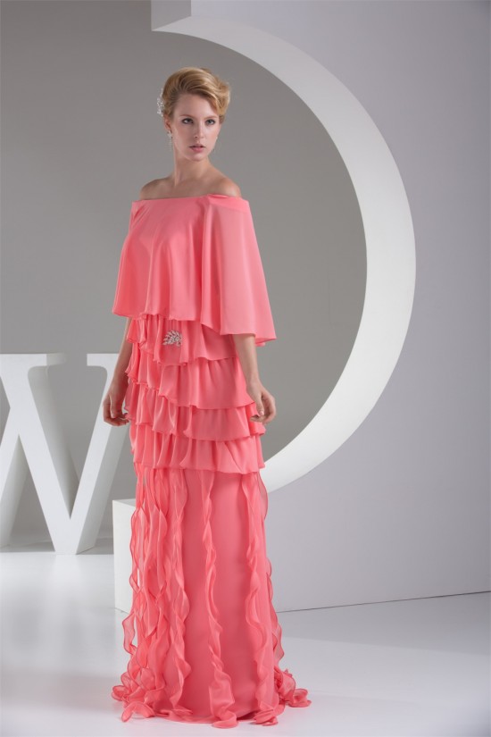 Ruffles Chiffon Portrait 3/4 Length Prom/Formal Evening Dresses 02020258 Ruffles Chiffon Portrait 3/4 Length Prom/Formal Evening Dresses 02020258