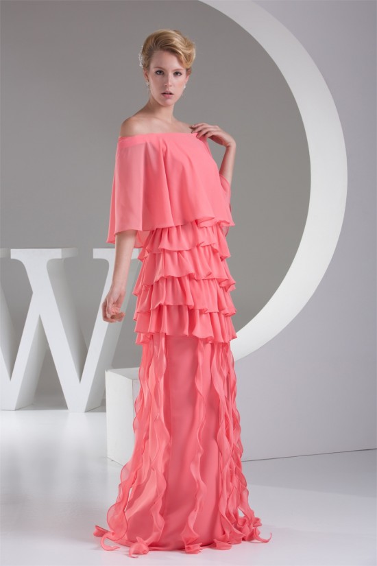 Ruffles Chiffon Portrait 3/4 Length Prom/Formal Evening Dresses 02020258 Ruffles Chiffon Portrait 3/4 Length Prom/Formal Evening Dresses 02020258