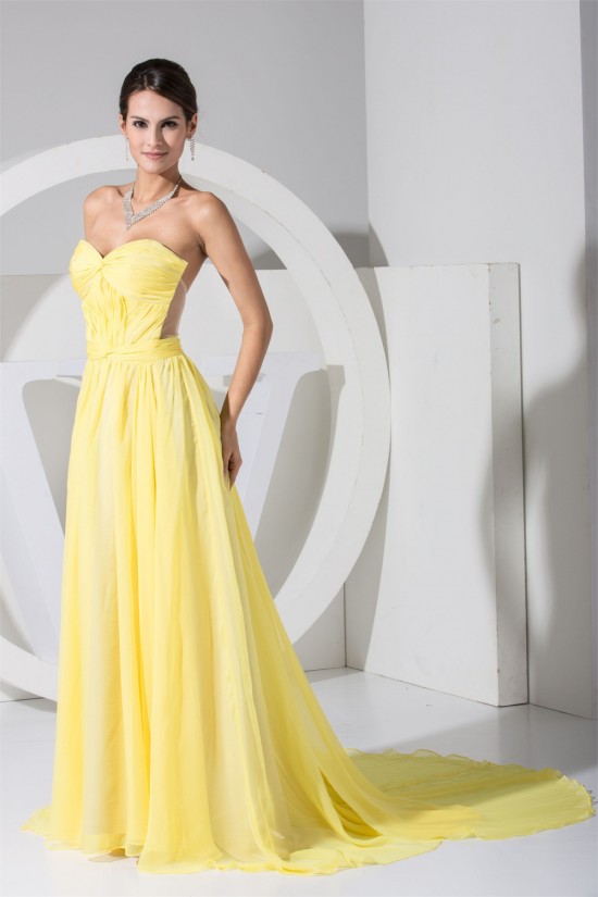 A-Line Ruffles Chiffon Long Yellow Prom/Formal Evening Dresses 02020259 A-Line Ruffles Chiffon Long Yellow Prom/Formal Evening Dresses 02020259
