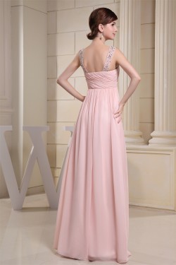 Empire Sleeveless Long Pink Chiffon Floor-Length Prom Evening Maternity Formal Evening Dresses 02020264