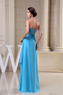 A-Line Strapless Beading Long Blue Floor-Length Prom Evening Formal Dresses 02020265